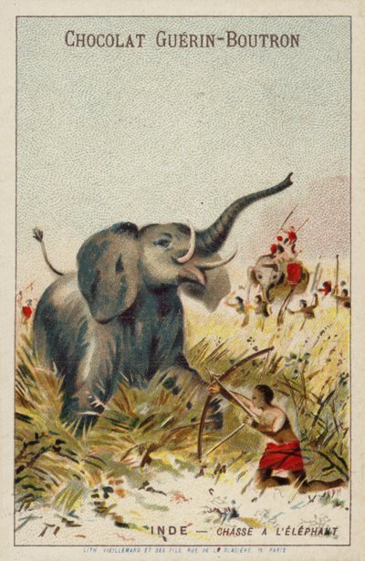 Caza de elefantes, India de French School